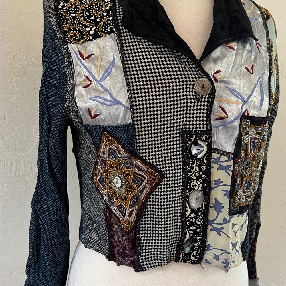Faith vintage patchwork button down long sleeve top - Picture 2 of 7